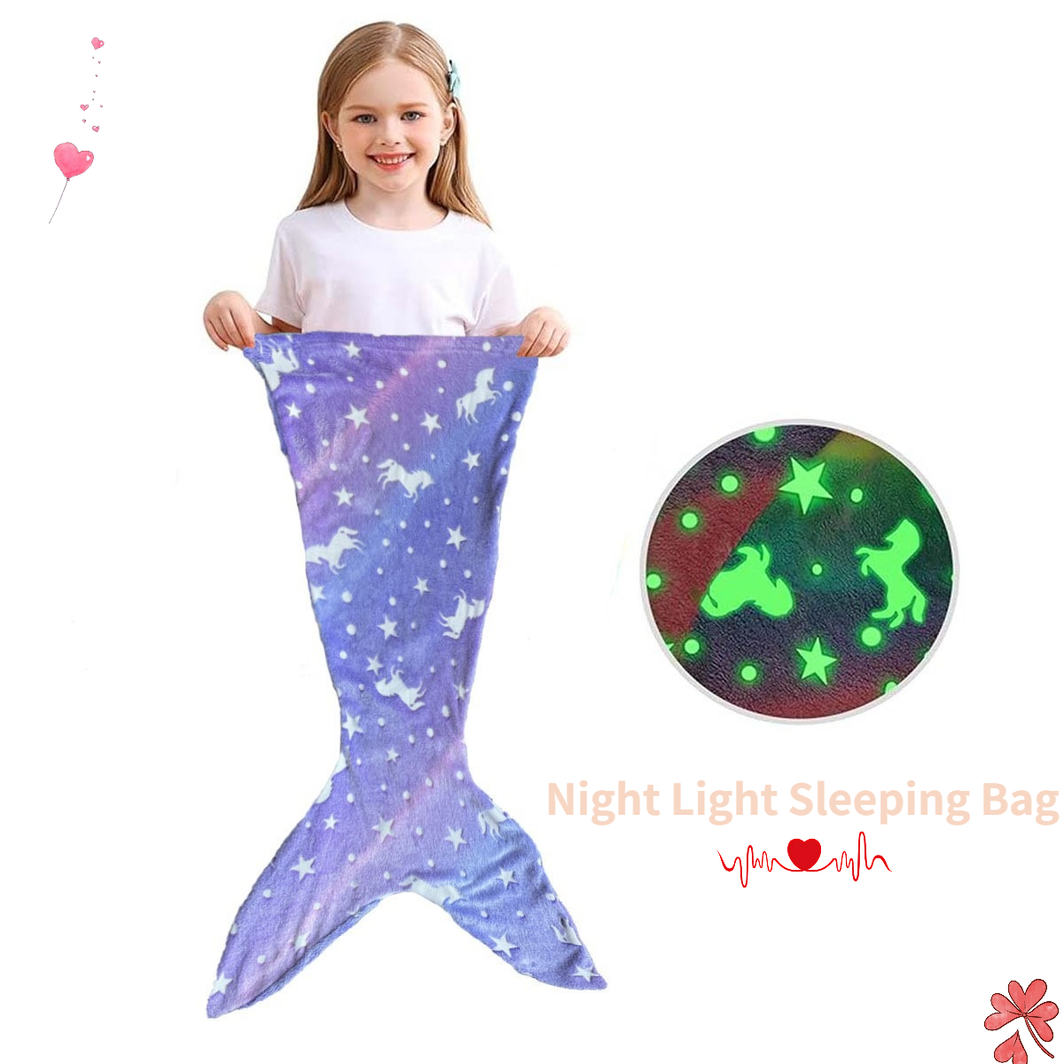 Fleece Sleep Bag - Uyku Tulumu Kostüm Karanlıkta Parlayan Denizkızı